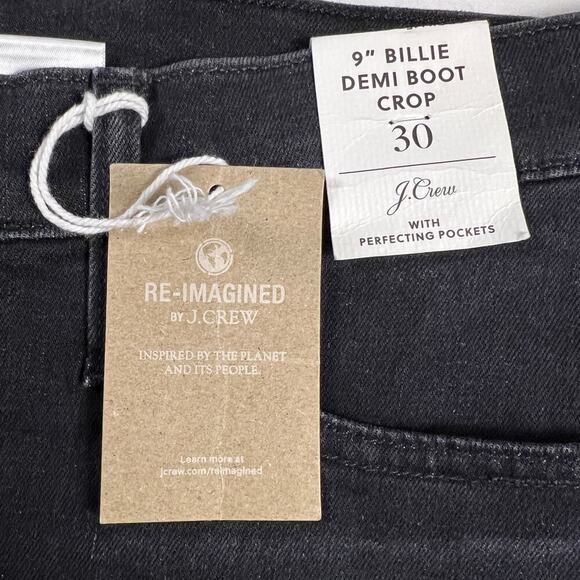 J. Crew Denim 9” Billie Demi Boot Crop Jeans Black Wash Button Fly Size 30 - Picture 7 of 16